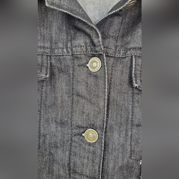 Like Love " Sew in love" Black Cropped Denim‎ Jacket Cotton Size XL - Picture 3 of 8